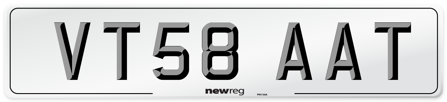 VT58 AAT Number Plate from New Reg